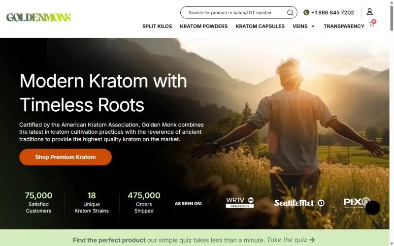 Screenshot: Golden Monk homepage