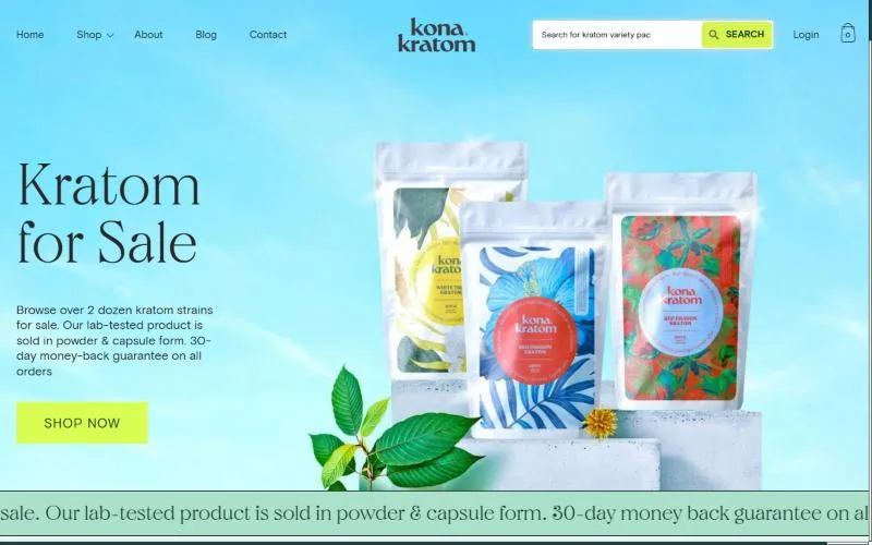 Screenshot: Kona Kratom homepage