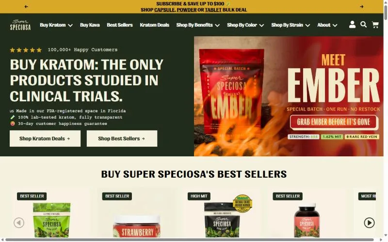 Screenshot: Super Speciosa homepage